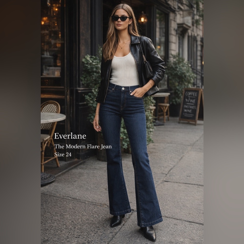 Everlane Modern Flare Jean Size 24 NWT Dark Wash High Rise Stretch Womens Denim